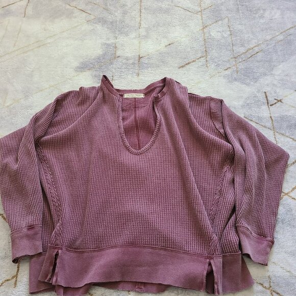 We The Free Buttercup Thermal XS Smokey Wings Mauve Oversized Slouchy Cozy - Picture 2 of 11